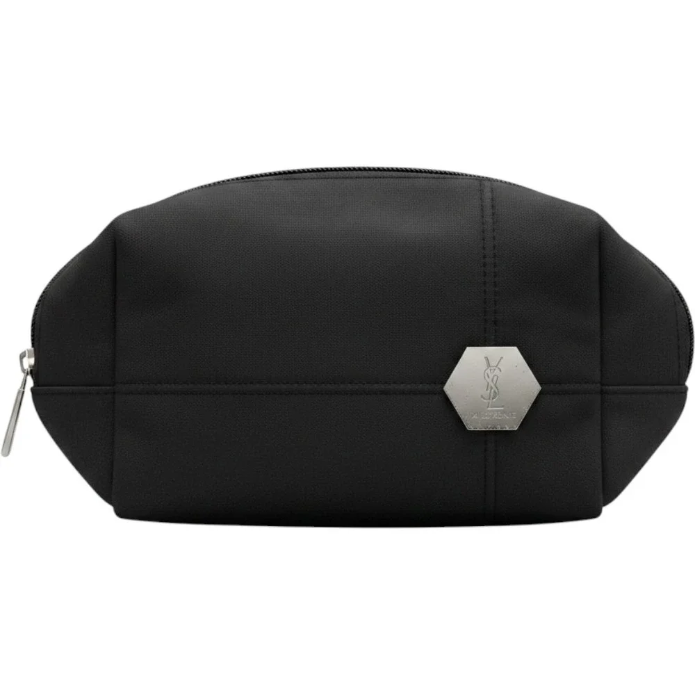 Yves Saint Laurent YSL Parfums Black Cosmetic Pouch Makeup Bag Travel Case